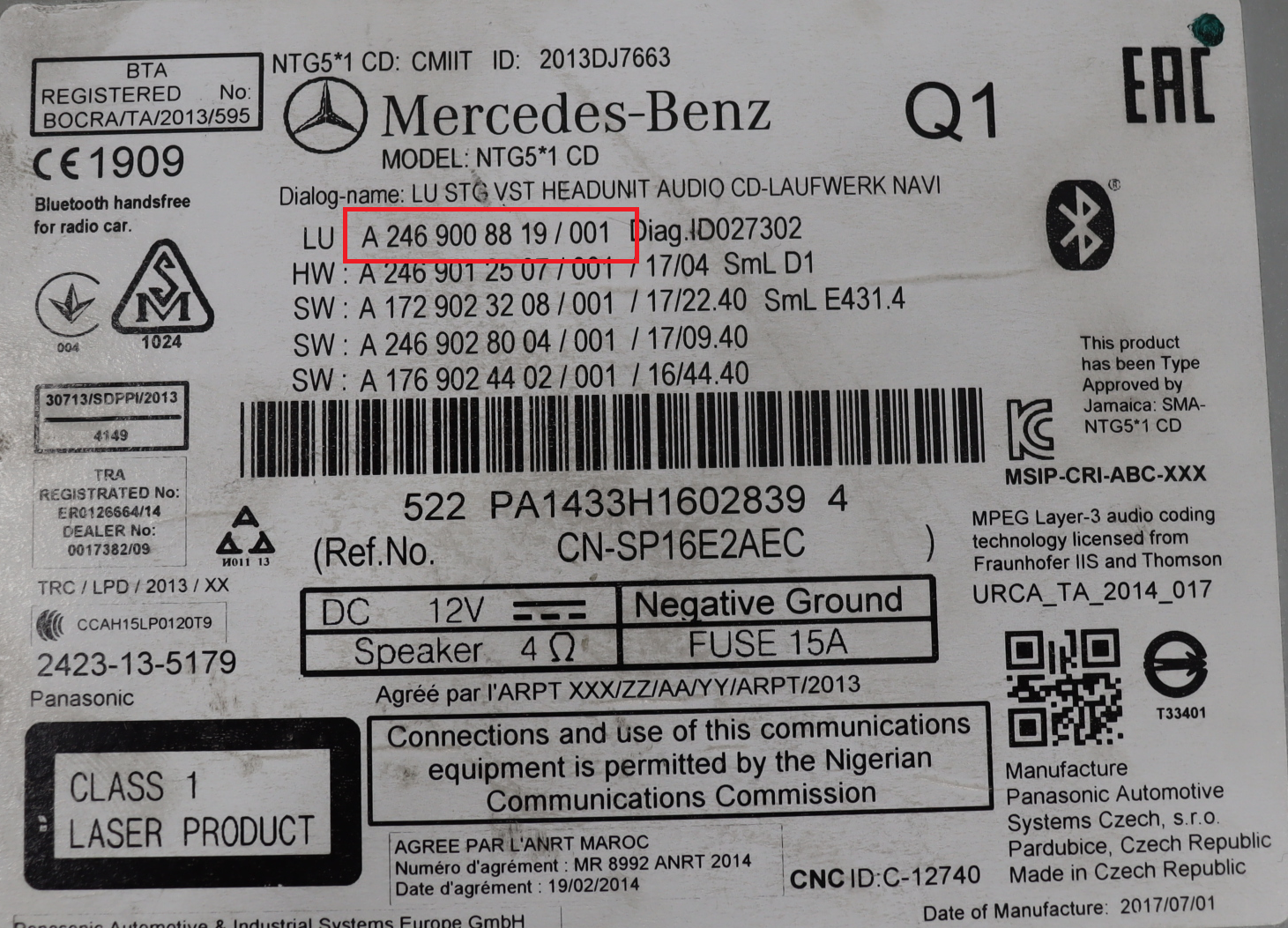 Mercedes - GLA X156 vanaf 2013 Navigatietoestel reparatie