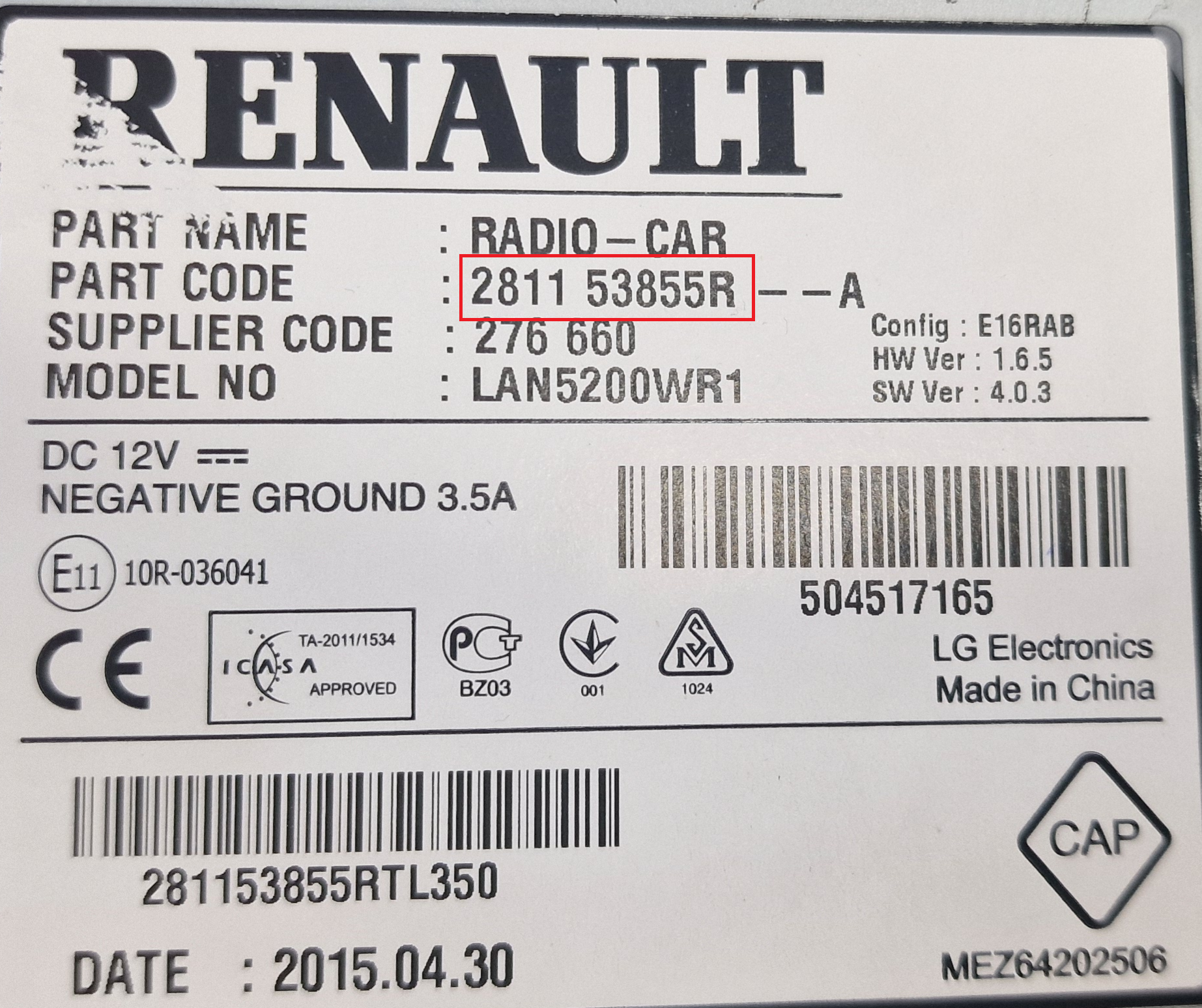Renault - Trafic Phase 3 vanaf 2014 Navigatietoestel reparatie